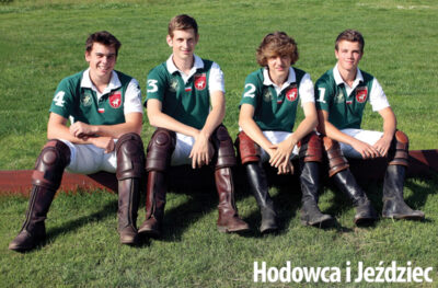 Drużyna młodzieżowa Żurawno Polo Club od lewej: Michał Czartoryski, Ludwik Czetwertyński, Jerzy Czetwertyński oraz Stanisław Konczewski
