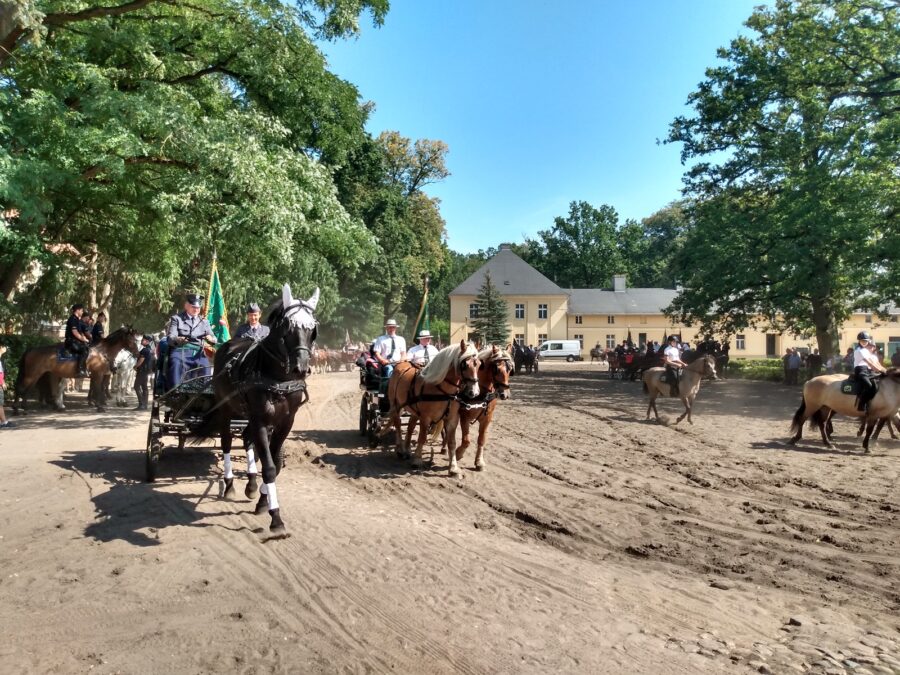 Przygotowania do korowodu przez miasto Sieraków